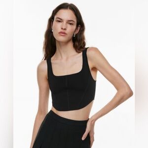 Aritzia Babaton Rib Knit Size XS Crop Top Sleeveless Size XS Black